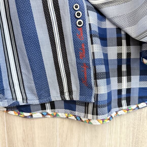 ROBERT GRAHAM Shirt Men’s XL METROPOLIS BIG CITY Contrasting Collar Cuffs - Picture 14 of 16